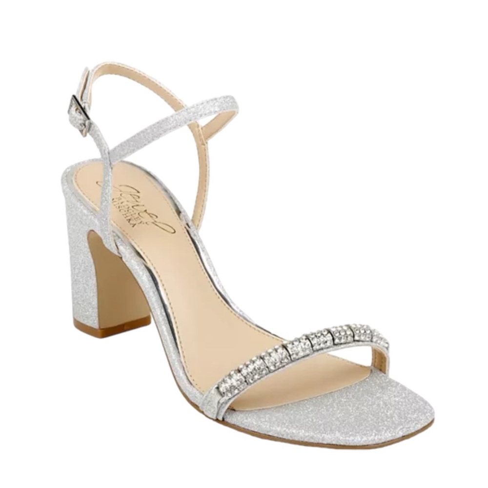 JEWEL‎ BADGLEY MISCHKA Charlee Embellished Evening Sandals in Silver Size 6
